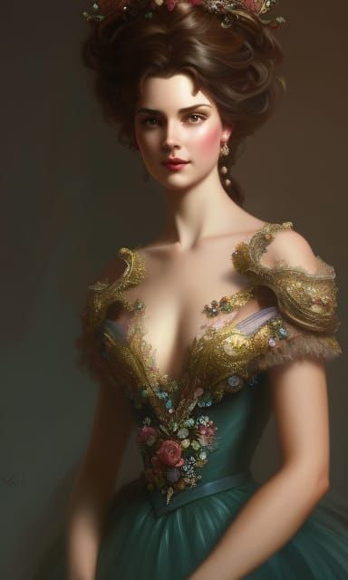 Princess Belle Portrait in Digital Art Style