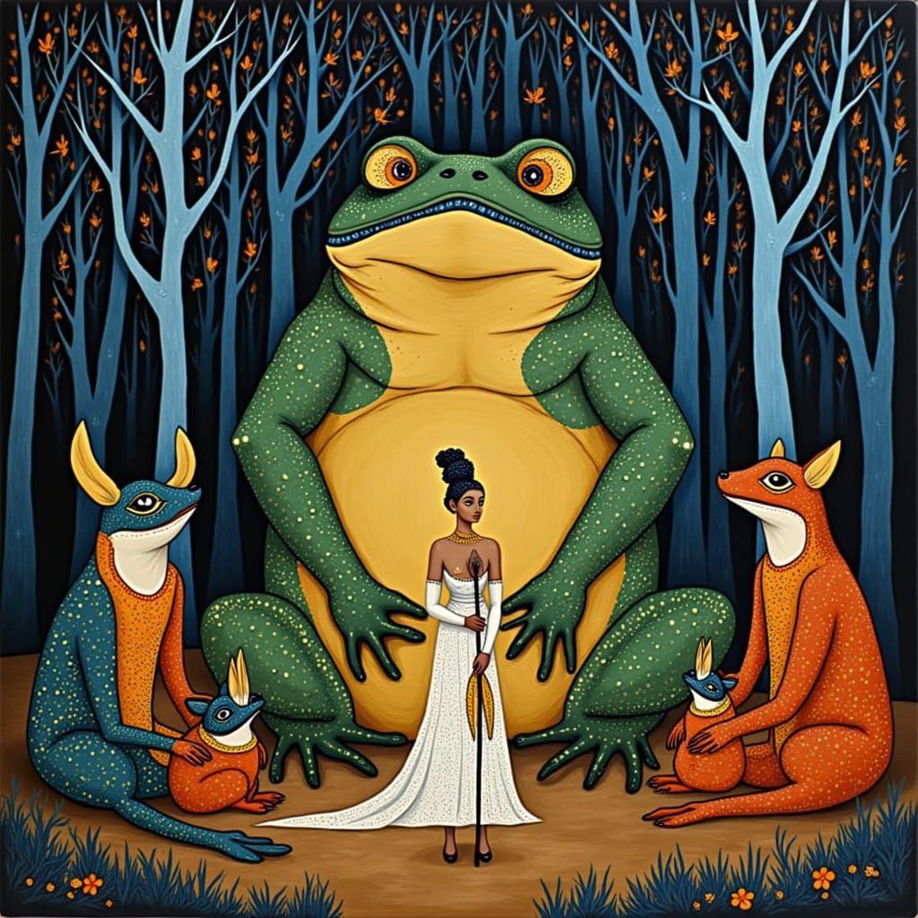 Giant Toad and Fox Bride Wedding in Forest