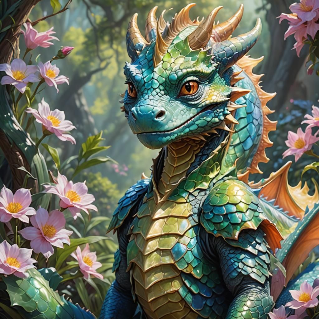 Cute Reluctant Dragon in Sweet Pastel Fantasy