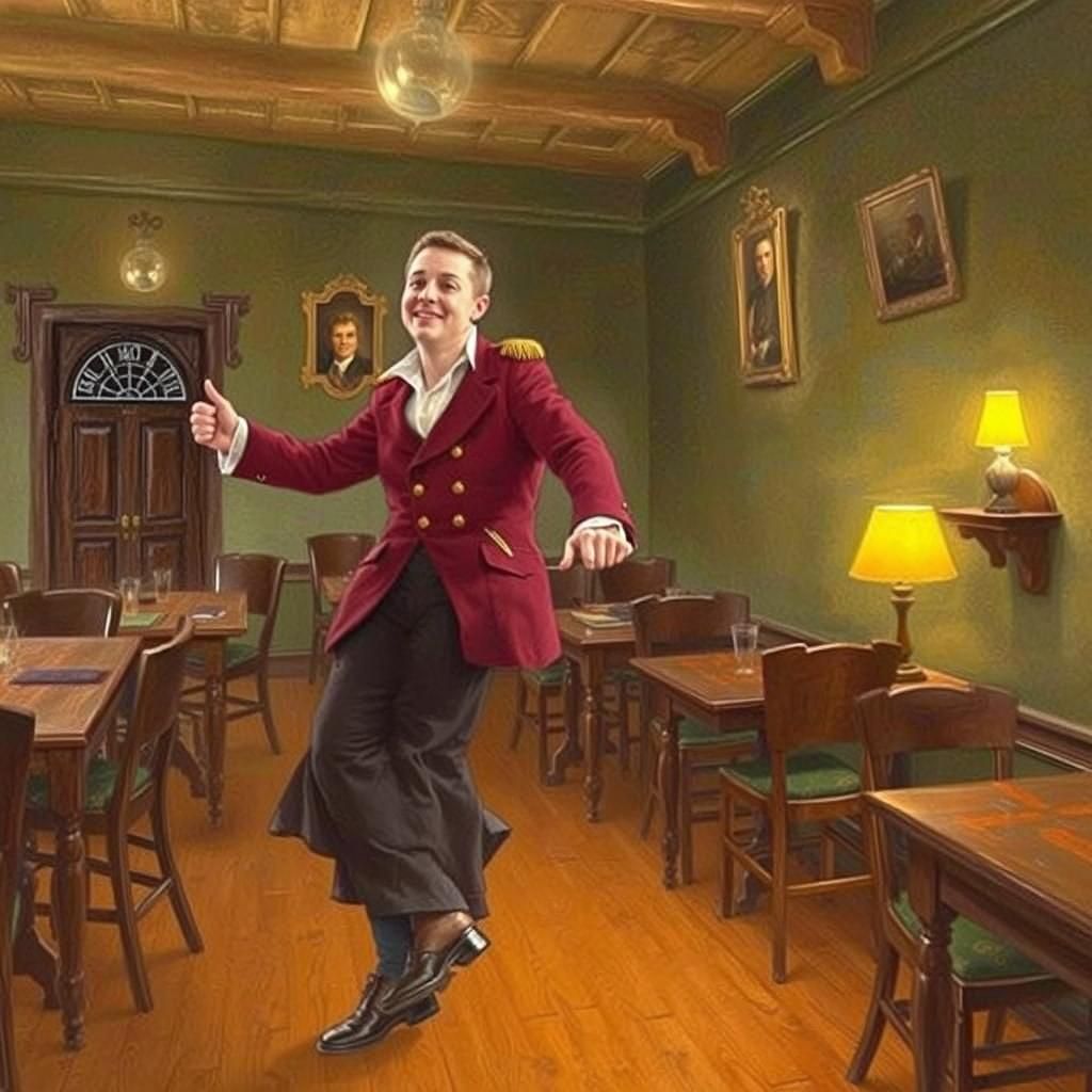 Historic Sailor's Joyful Hornpipe Dance in Golden Pub