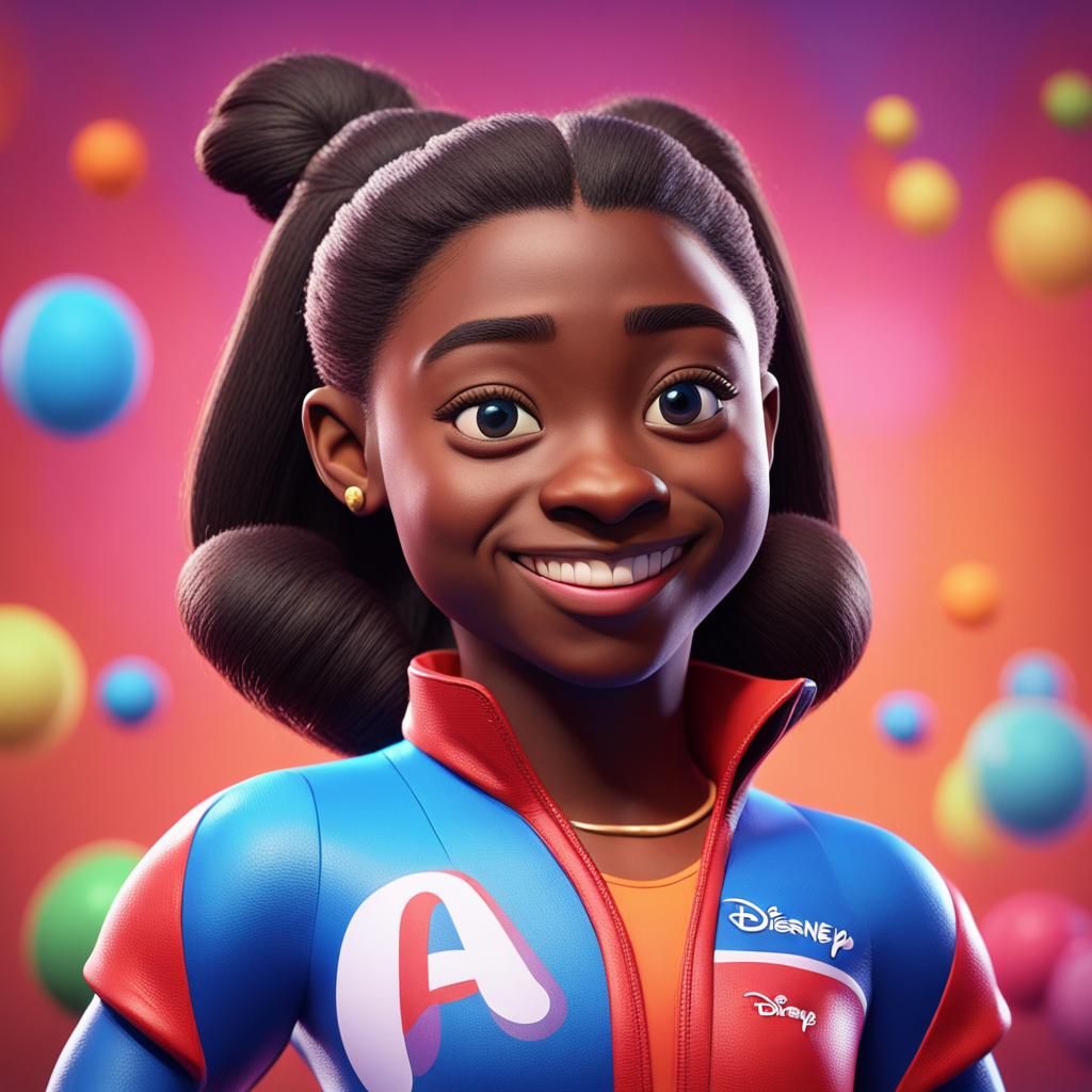 Simone Biles as a Disney Pixar Character