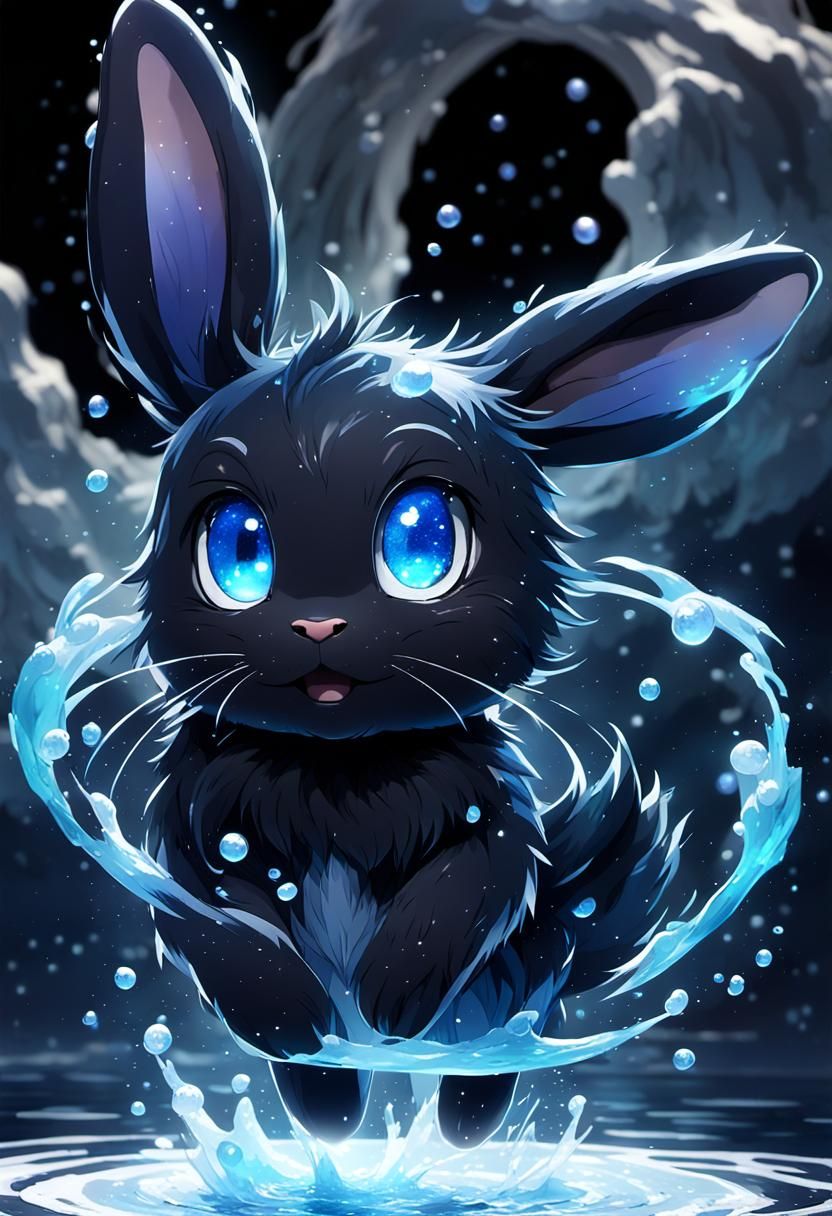 Magical Rabbit in Water Circle: Anime 3D Concept Art