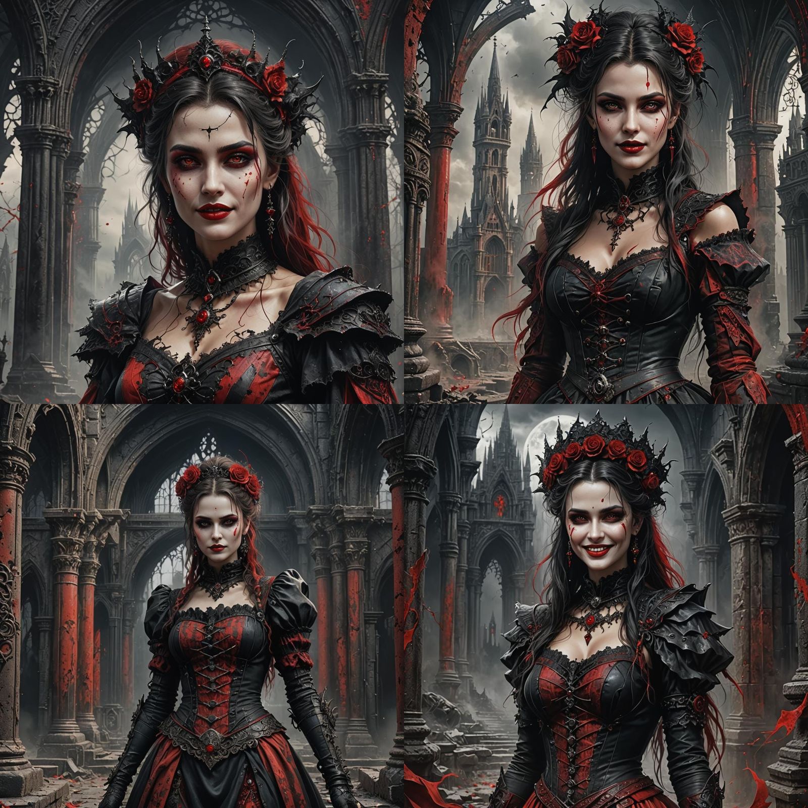 Gothic Woman Smiling, in Style of Detailed Matte Painting