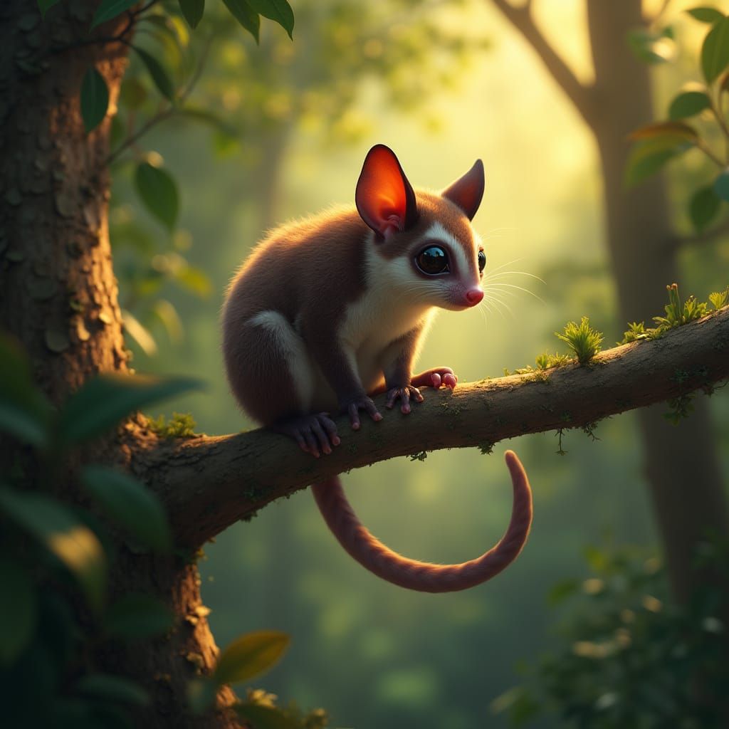 Sugar Glider in Whimsical Australian Forest