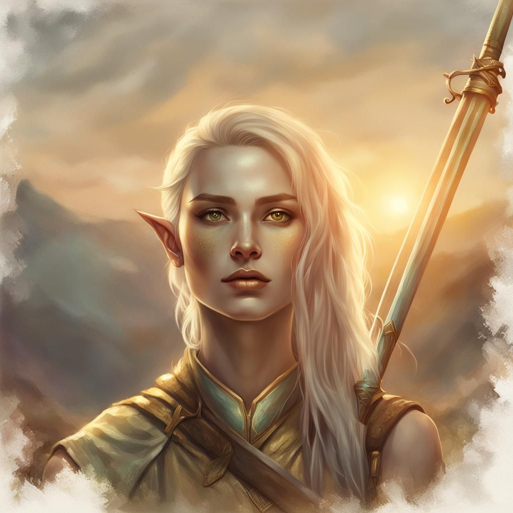 Half-Elf Woman Portrait in High Fantasy Style