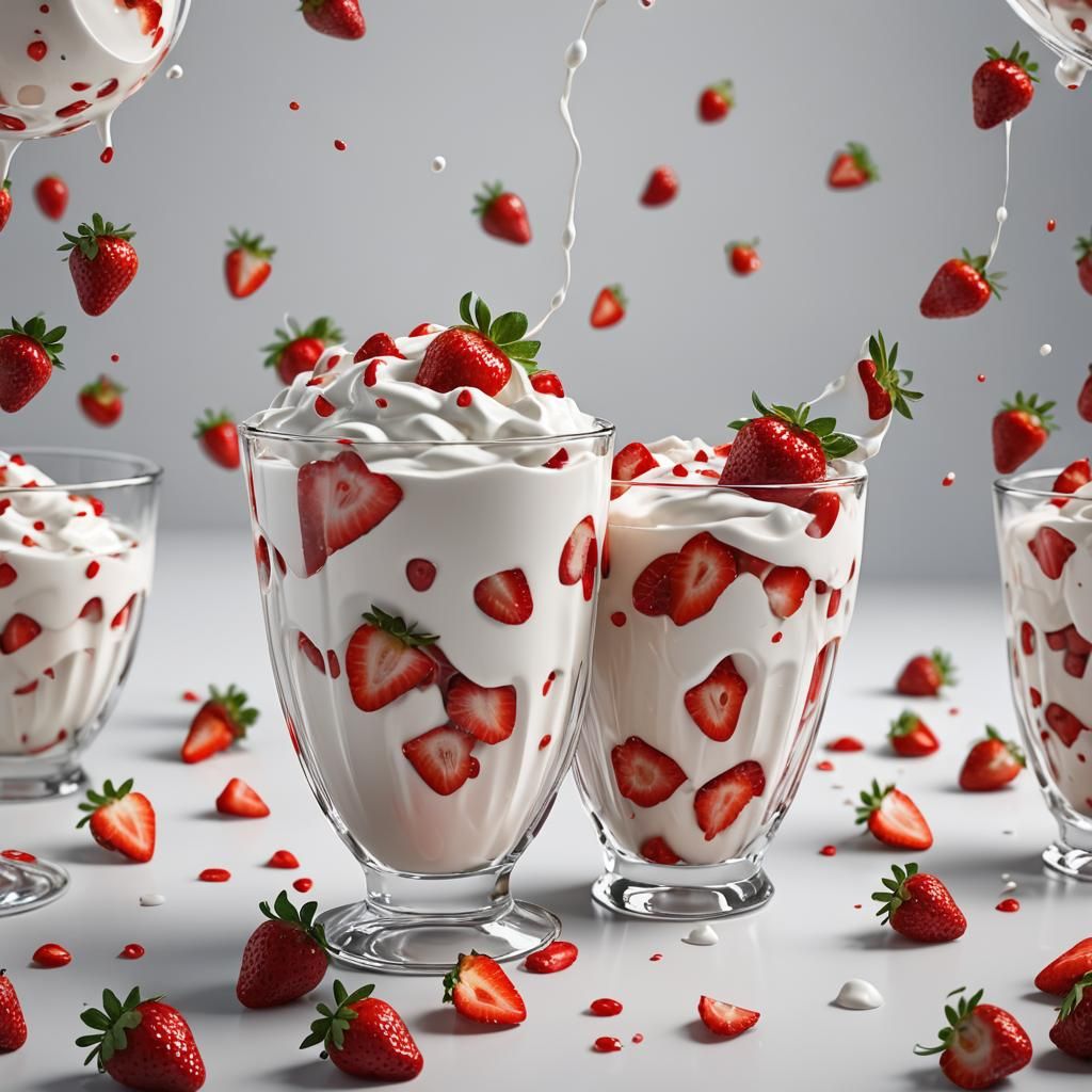 Yogurt with Strawberries: Detailed Matte Painting