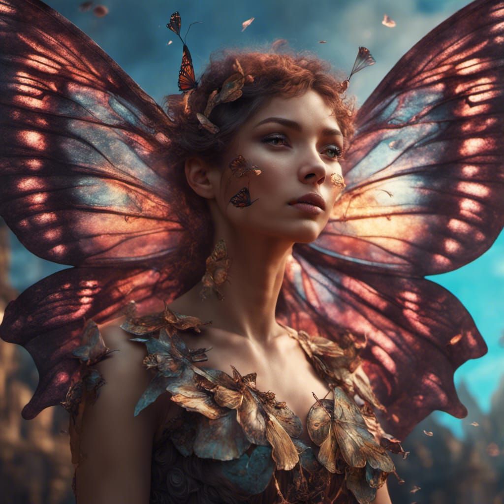 Woman with Butterfly Wings: Fantasy Concept Art