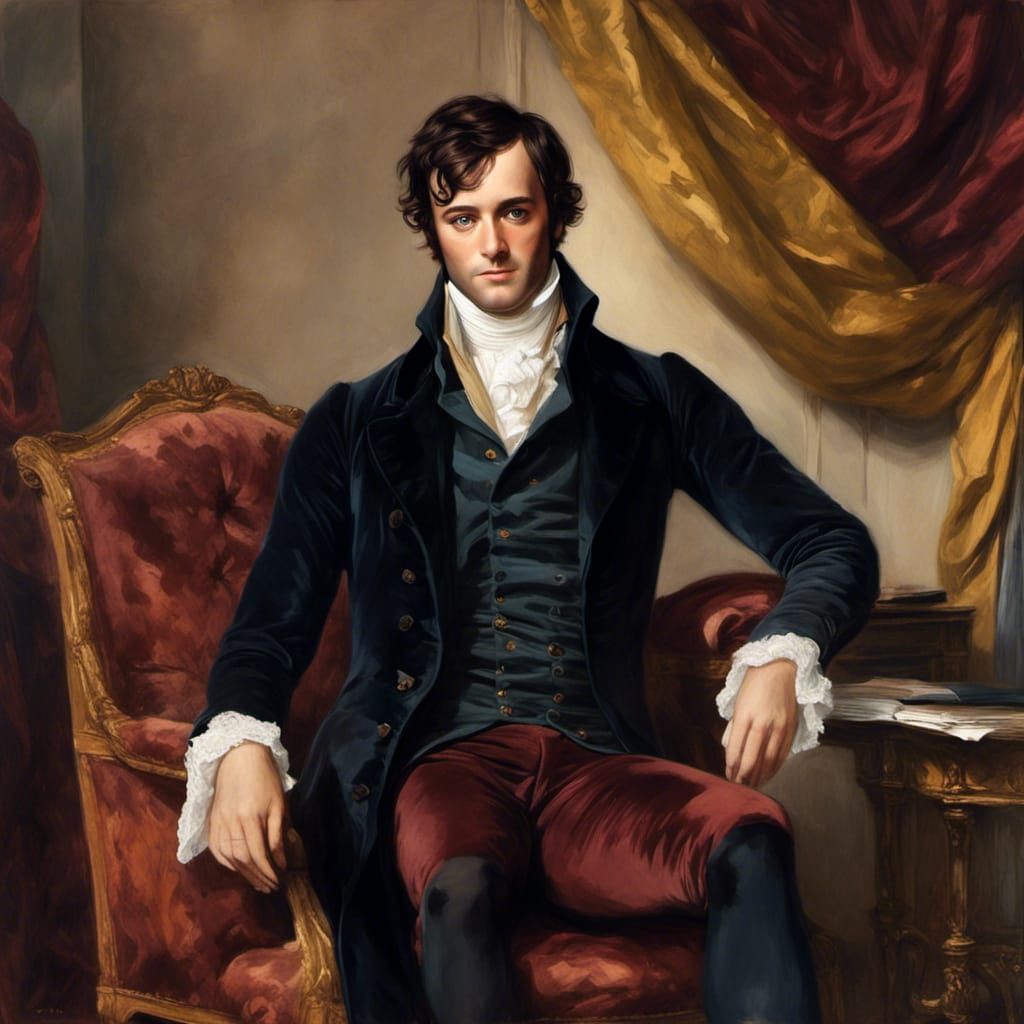 Elegant Portrait of Mr. Darcy in Regal Colors