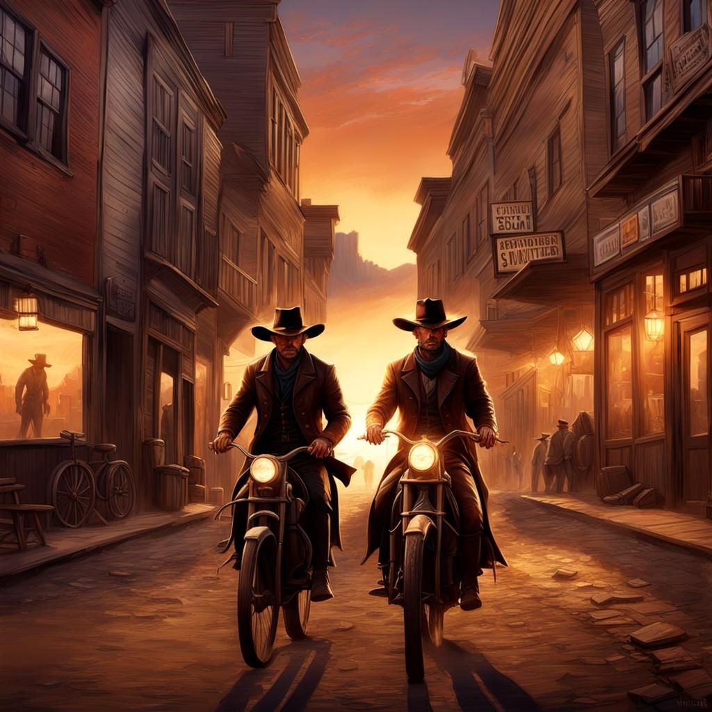 Cowboy Portrait in Sunset, Western Film Concept Art