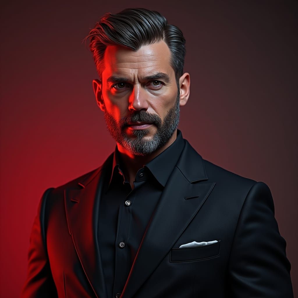 Sophisticated Portrait of a Handsome Man in Dynamic Lighting