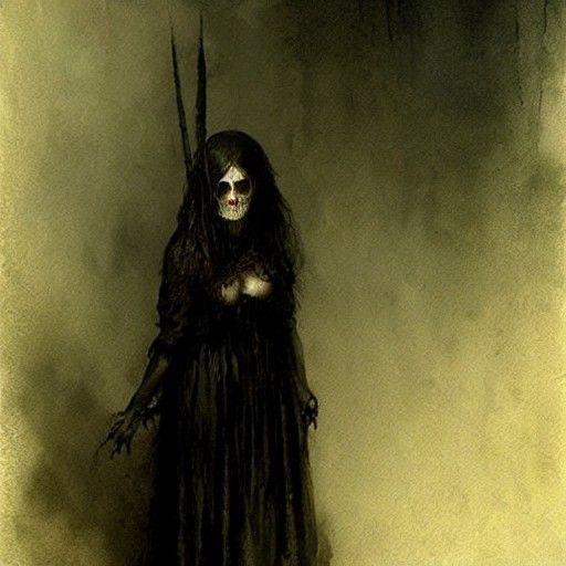 Creepy Woman in Black Desert Dress, Horror Aesthetic