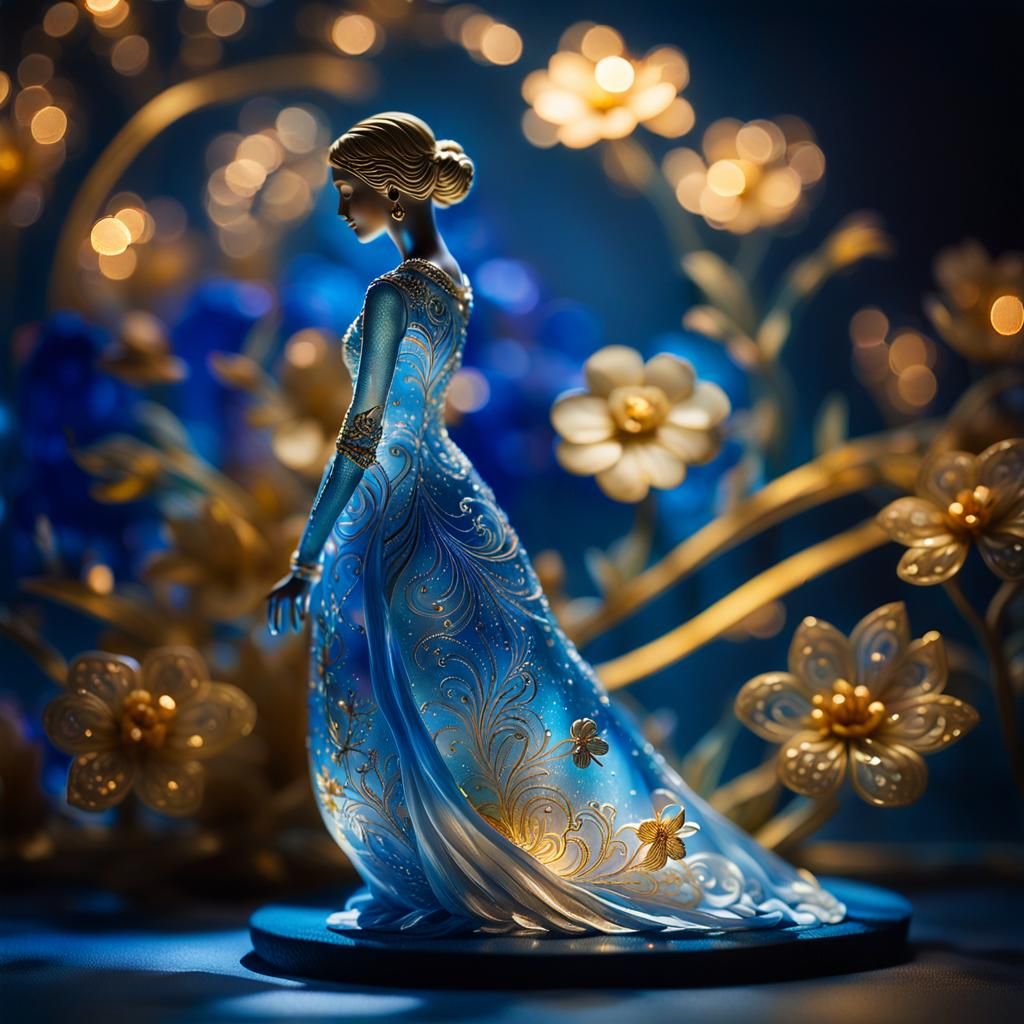 Ethereal Glass Figurine in Art Deco Style