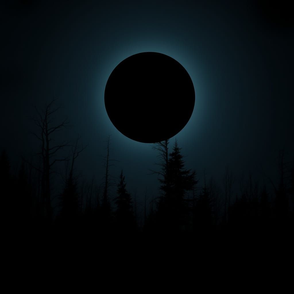 Gothic Eclipse Over Dark Silhouette Forest