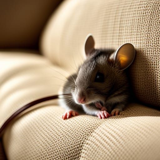 Sleepy Mouse Dozing on a Recliner