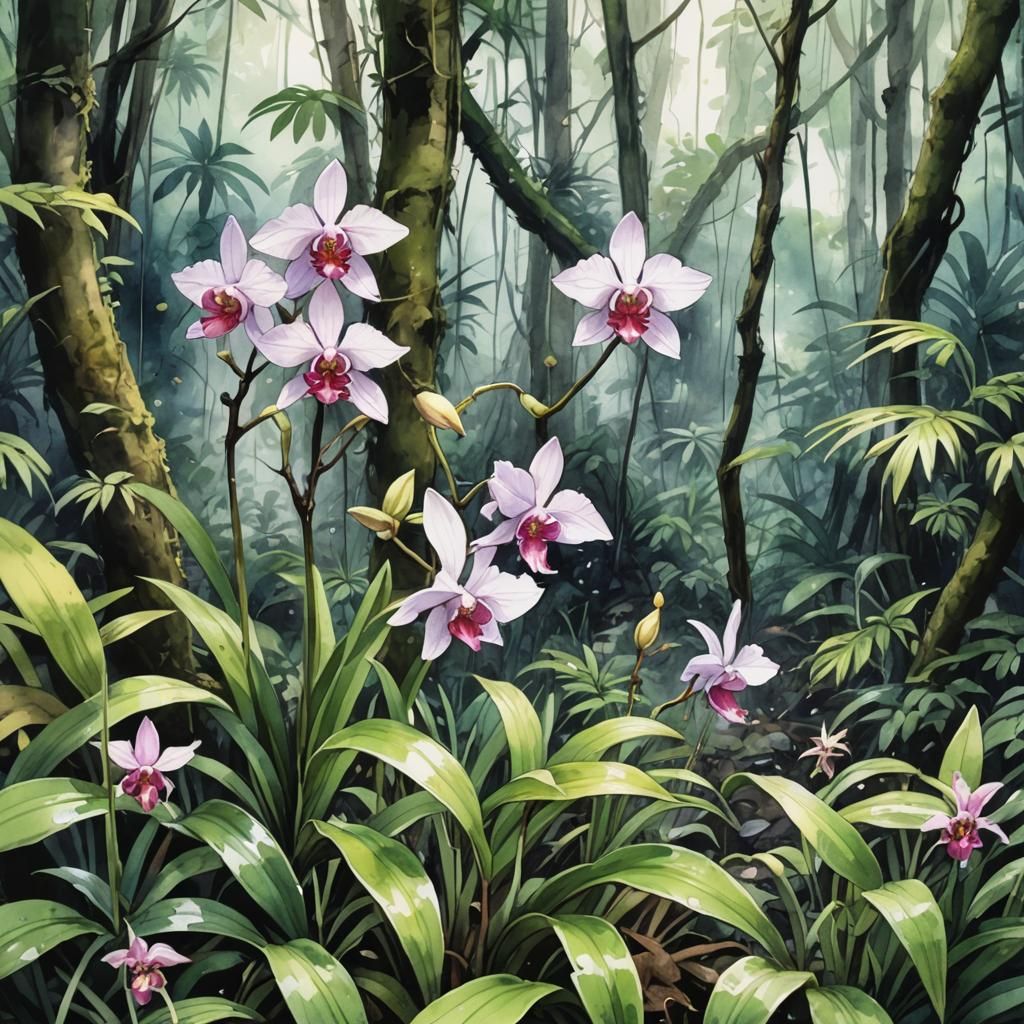 Wild orchid in the rainforest