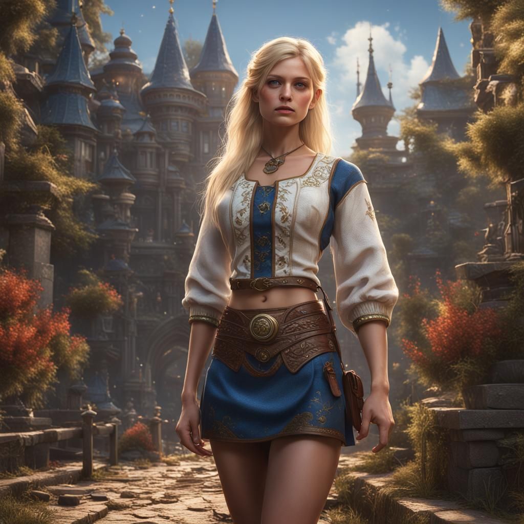 Fantasy Blonde: Detailed Digital Portrait in 8K