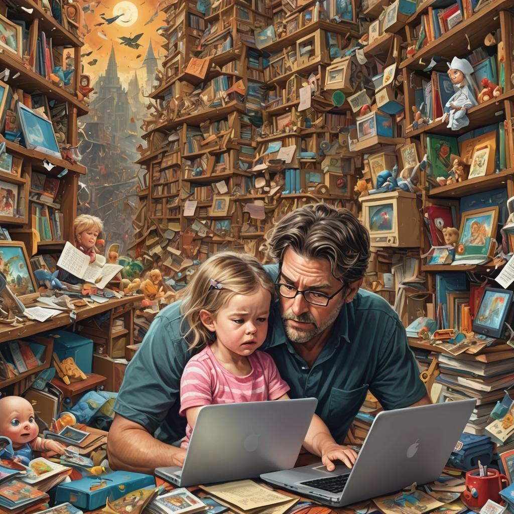 Parenting Split Screen: Chaos and Tranquility in Digital Art