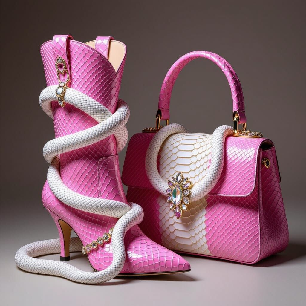 Pink Versace Snakeskin Boots & Bag Collection