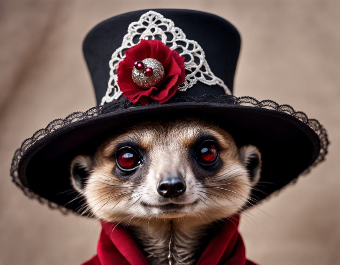 Gothic Meerkat Portrait in Lavish Attire
