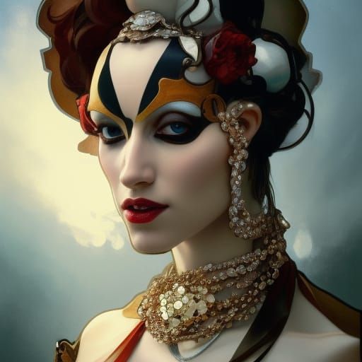 Harlequin Encased in Diamond Hourglass Portrait