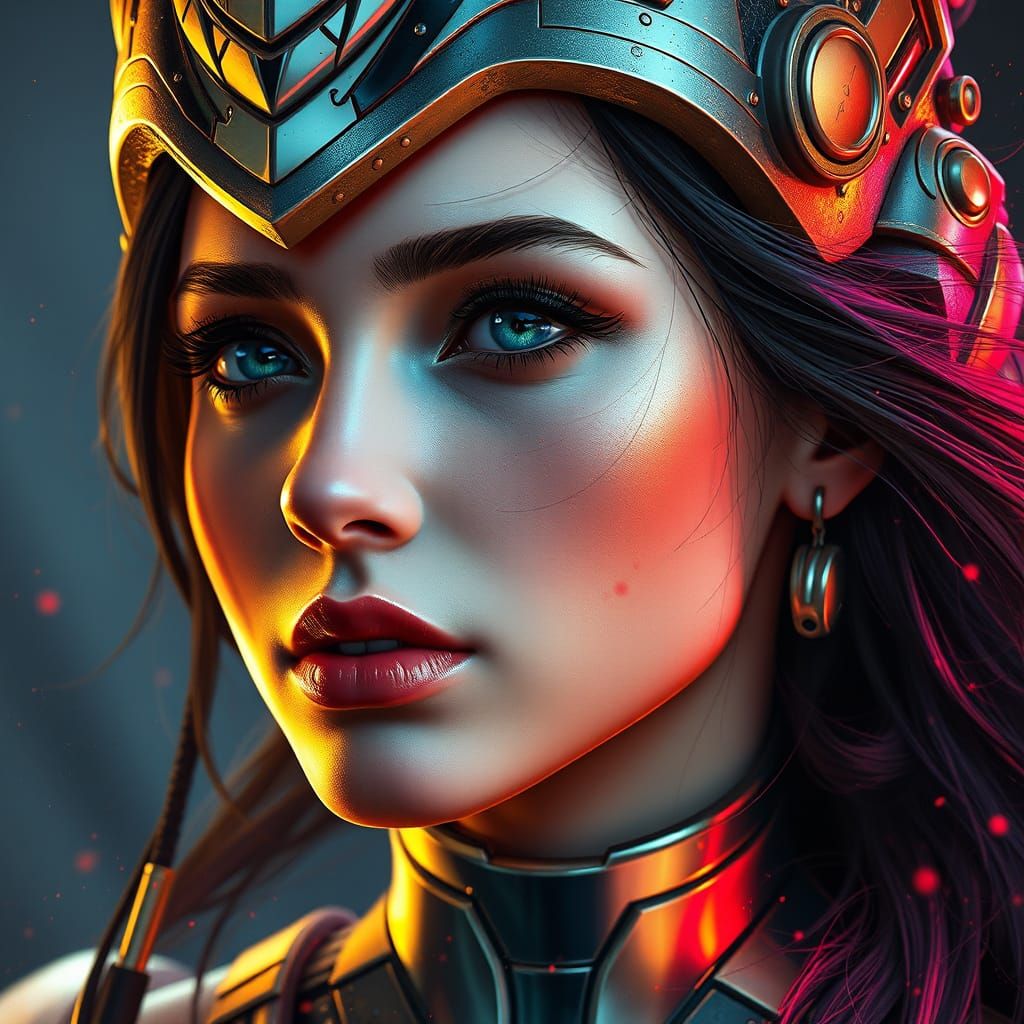 Detailed Portrait of Pandora in Art Nouveau Style