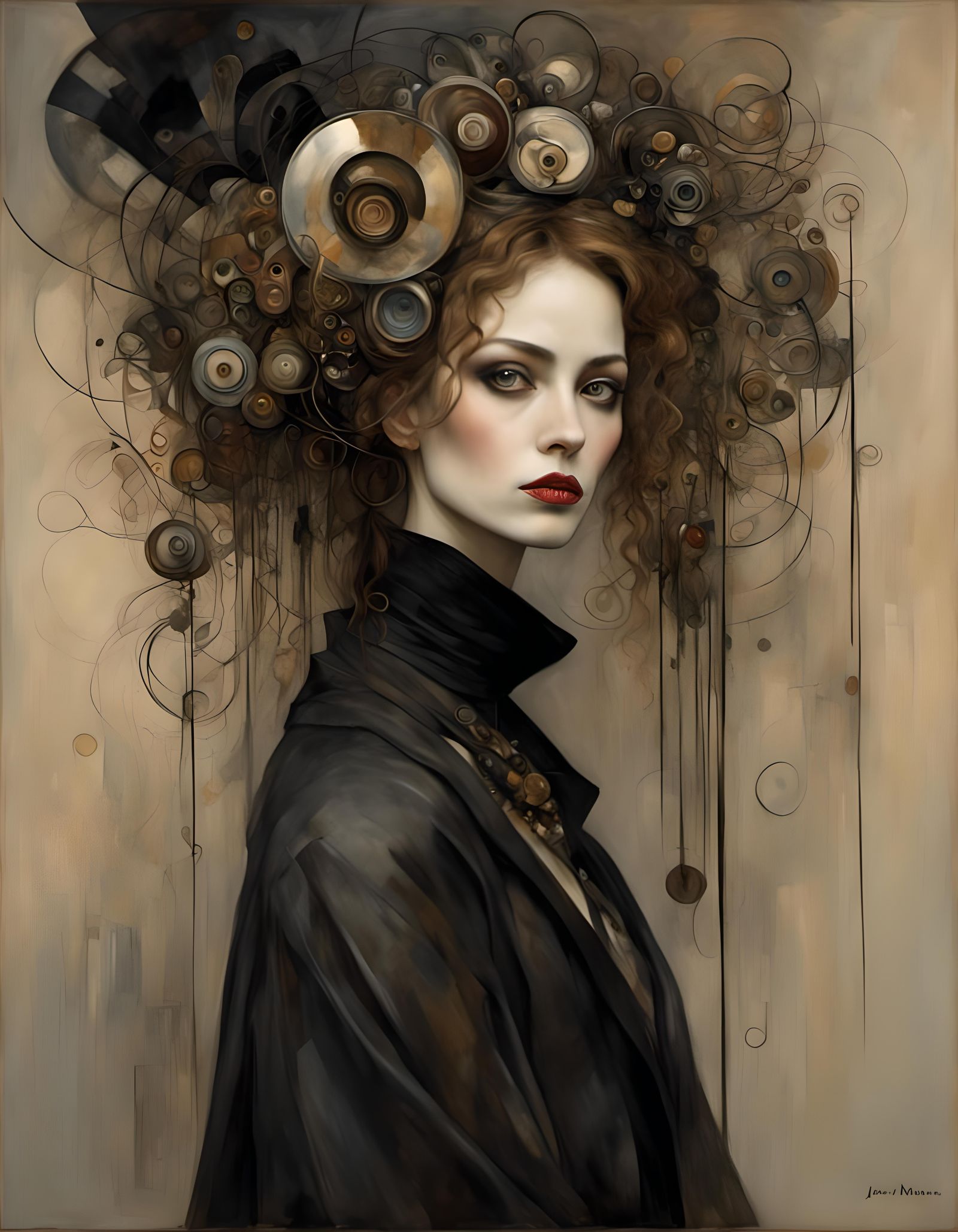 Klimt-Inspired Portrait of a Woman in Watercolor