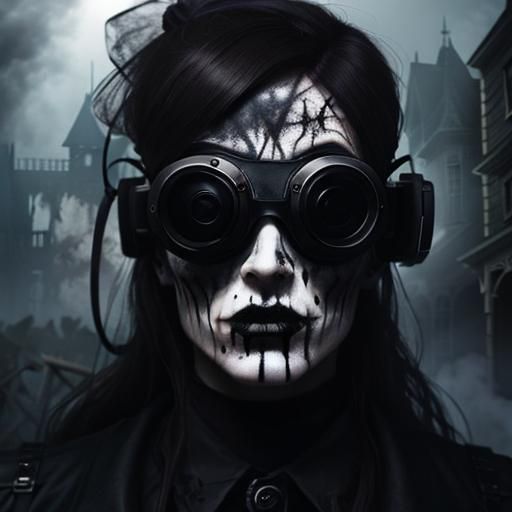 Gothic Model in Haunted VR Landscape