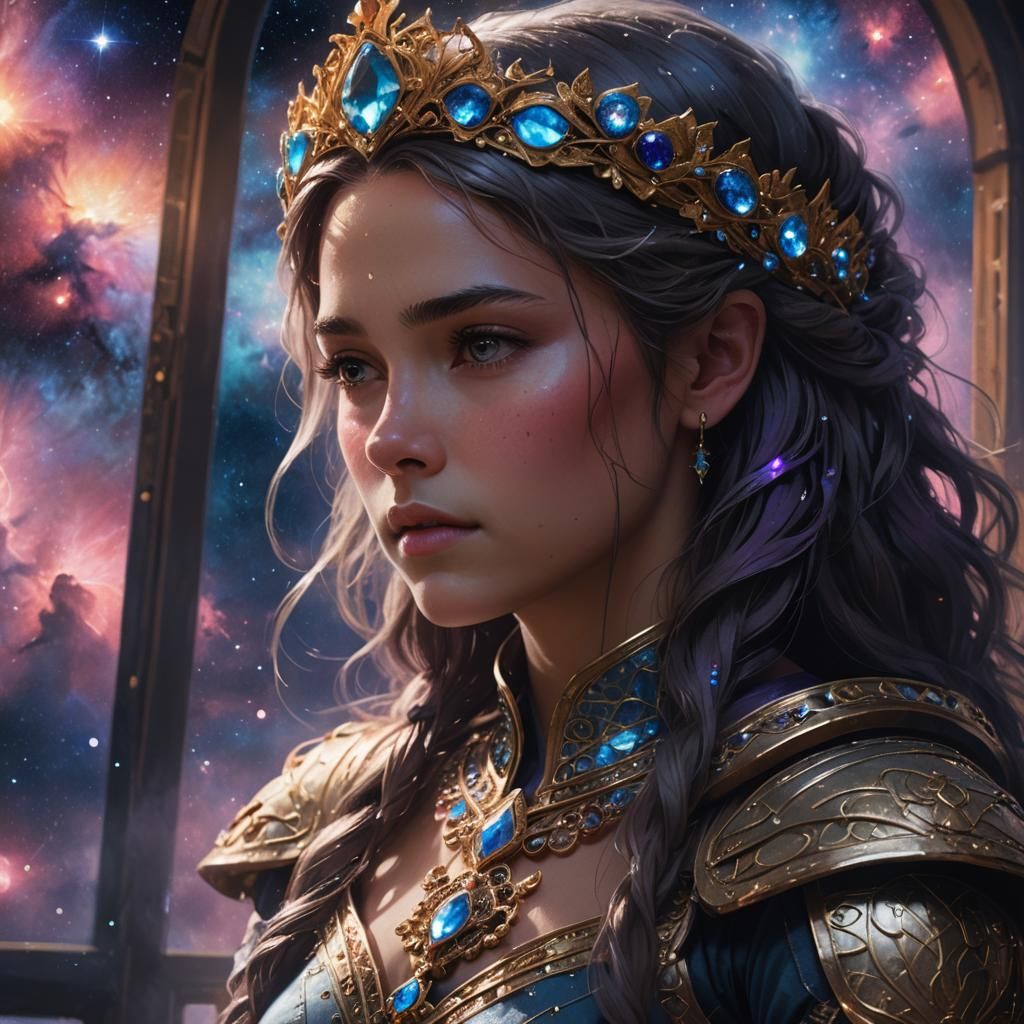 Space Opera Princess Gazing at Nebula: Concept Art