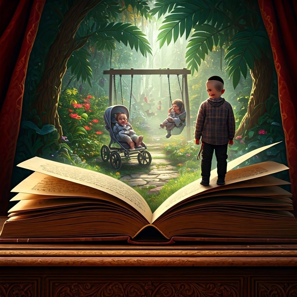 Playground Emerges From Ancient Book in Detailed Matte Paint...