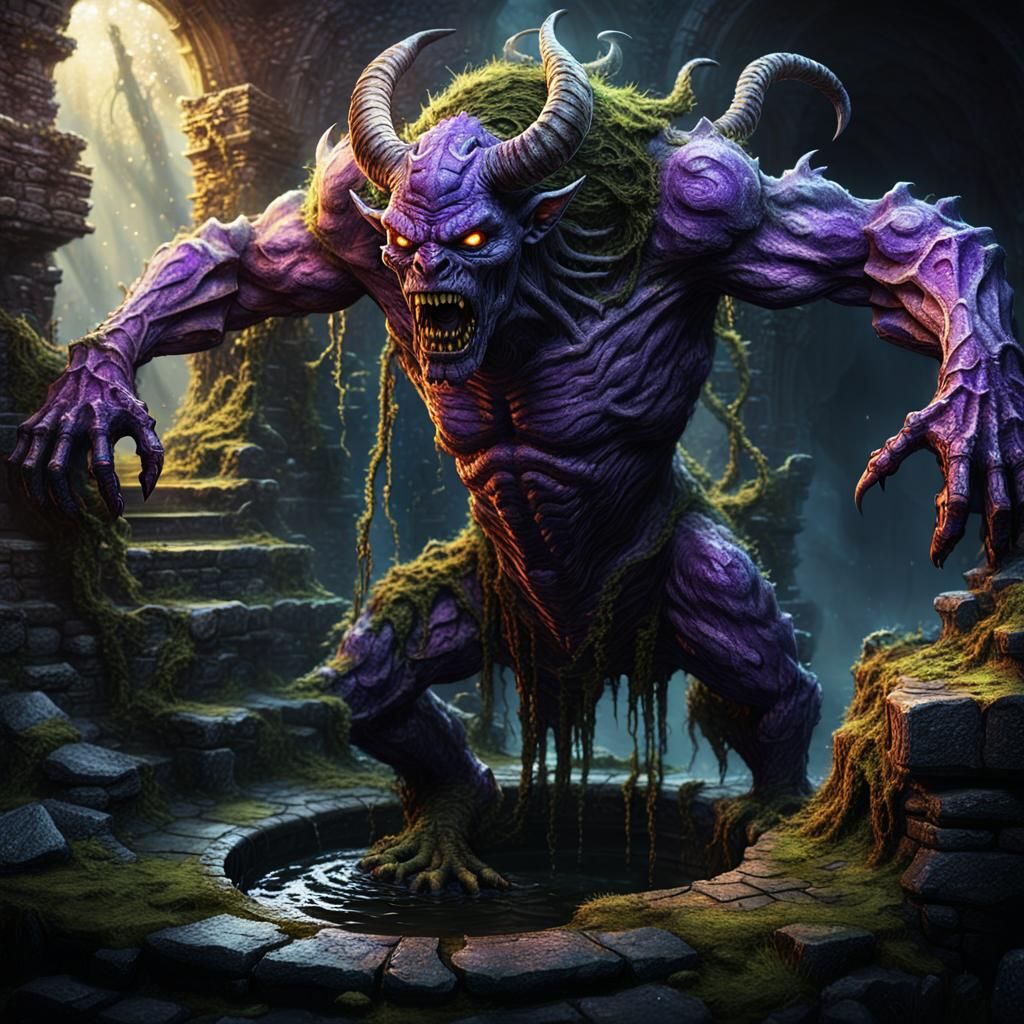 Demonic Creature Emerges from Mystical Well