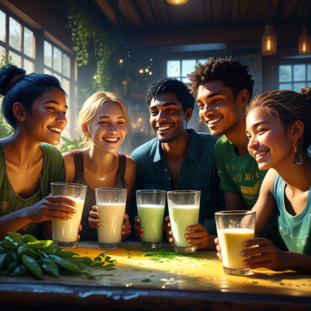 World Plant Milk Day Celebration in Oil Painting Style