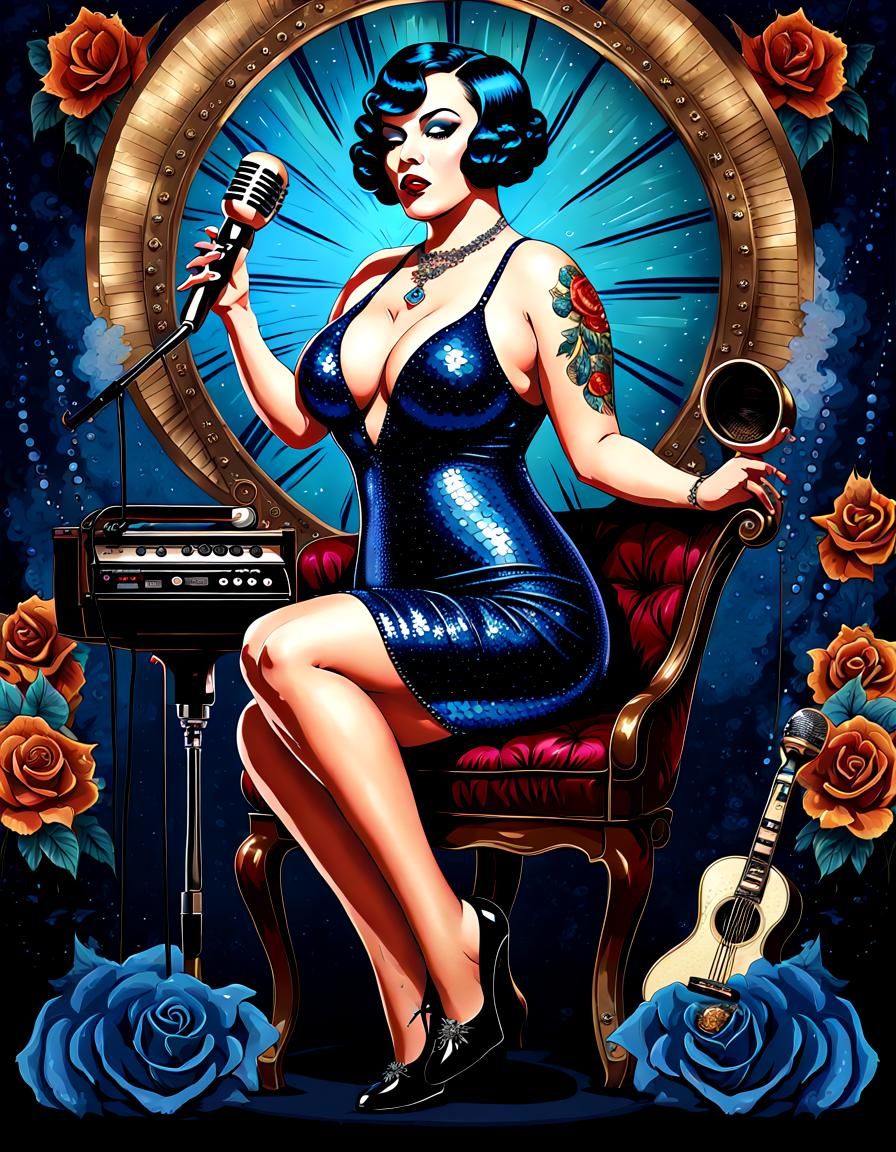 Goth Lounge Singer in 1920s Pin-Up Style