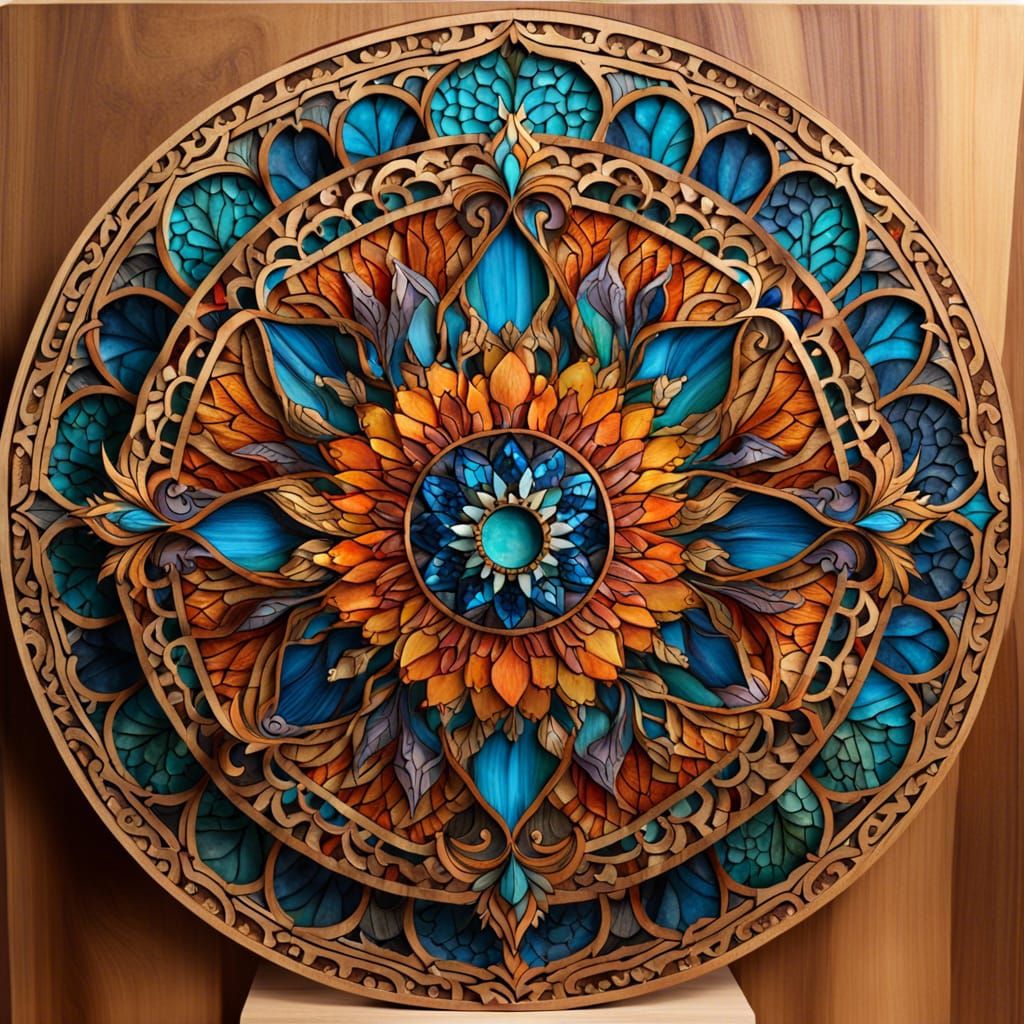 3D Ornamental Mandala: Wooden Mandalic Design