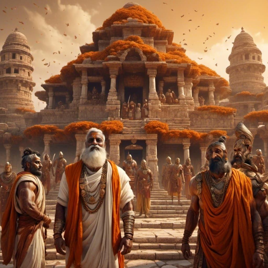 Indian Priest Outside Temple in Cel-Shaded 3D