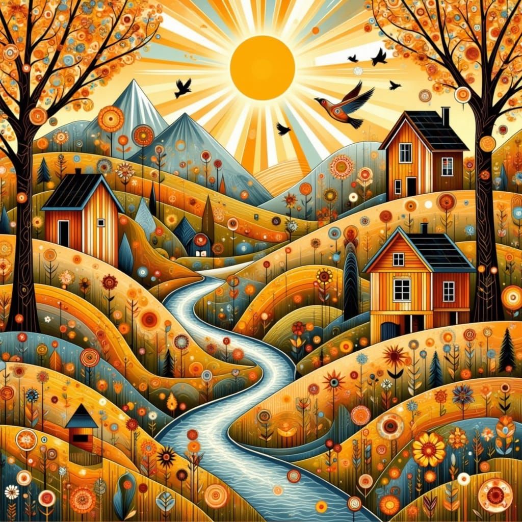 Lush Summer Landscape with Vibrant Marigold