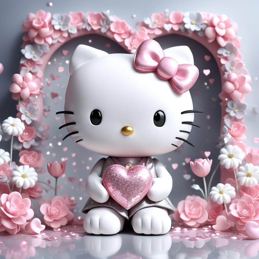 Hello Kitty in Romantic 3D Render