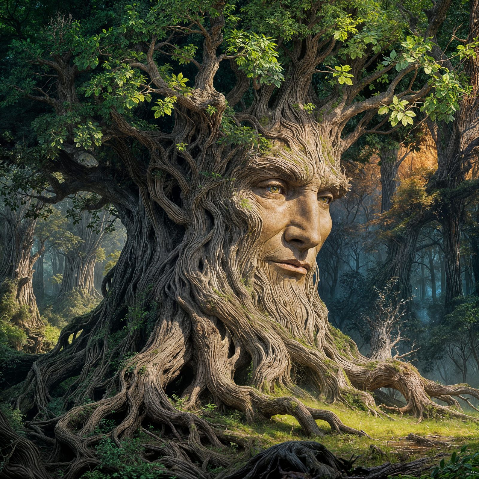 Ancient Tree Spirit in Epic Fantasy Concept Art