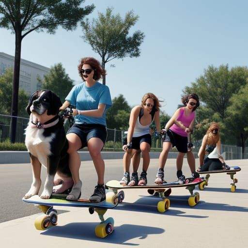 Cute Puppy Dogs Riding Skateboards