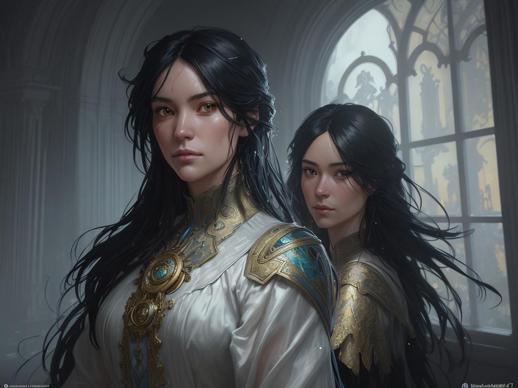 Victorian Lady Admiring Moon, Art Nouveau Portrait