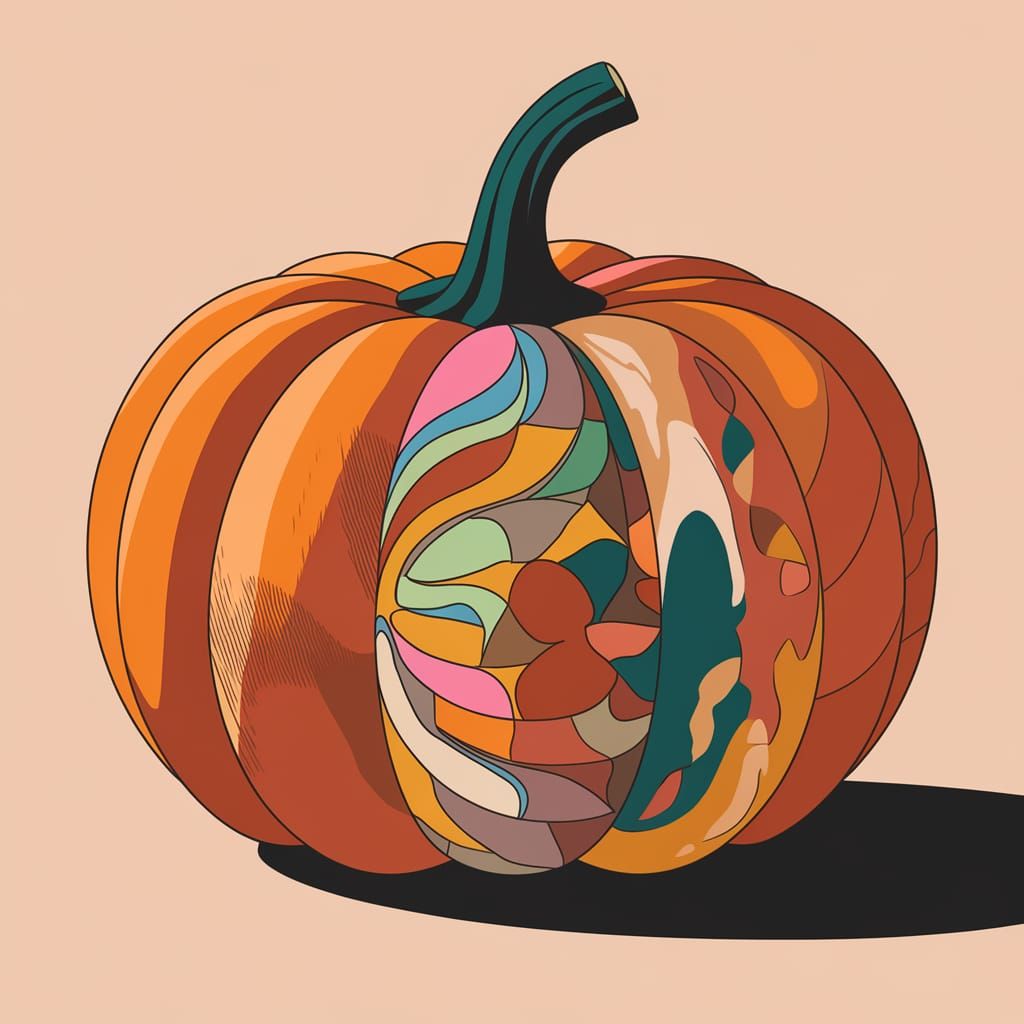 Abstract Pumpkin Patch in Complementary Colors