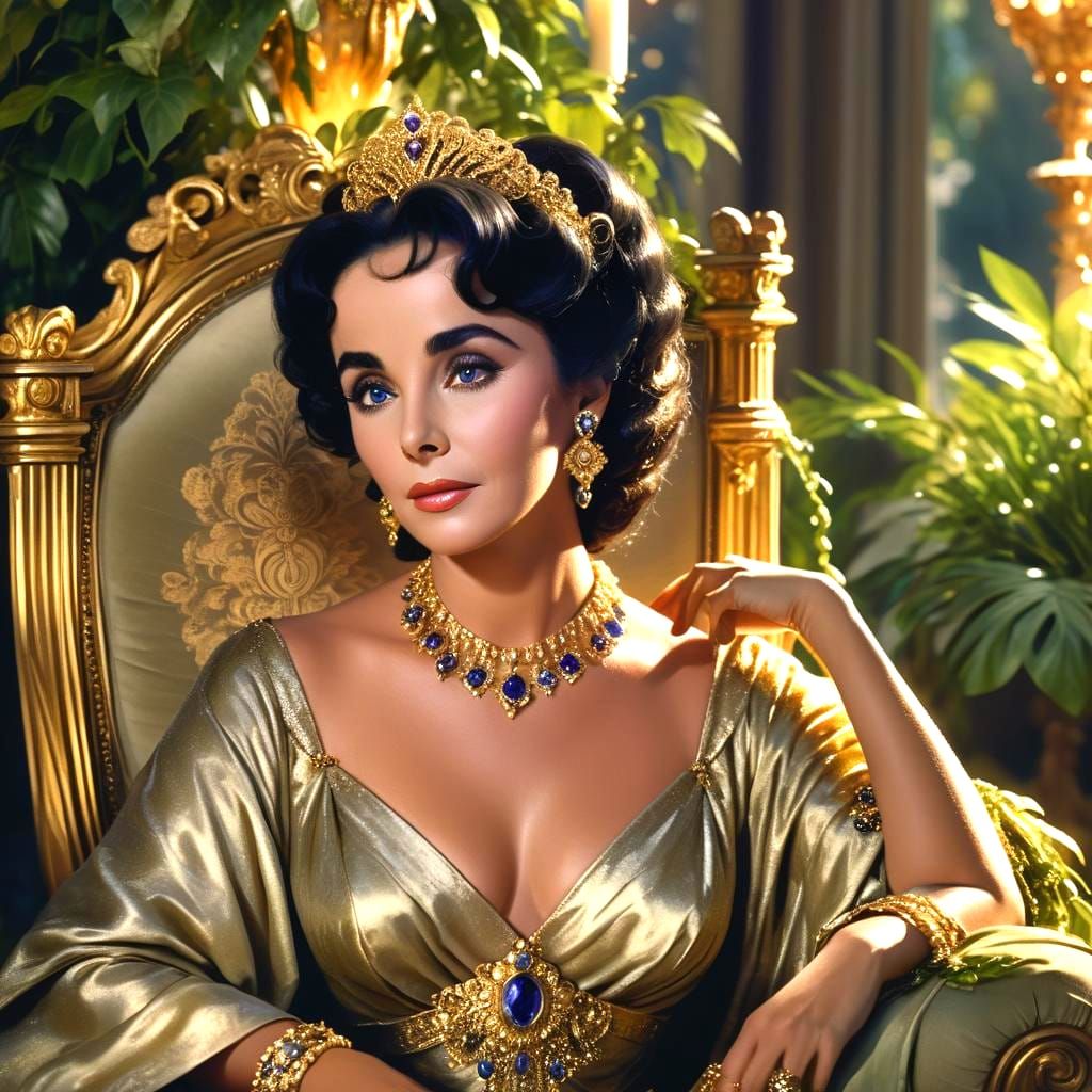 Liz Taylor Portrait in Dynamic Lighting, Digital Art