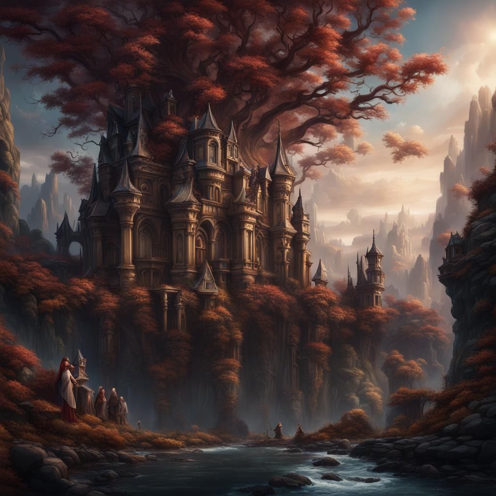 Fantastical Tendrils Entwining Fate: Detailed Matte Painting