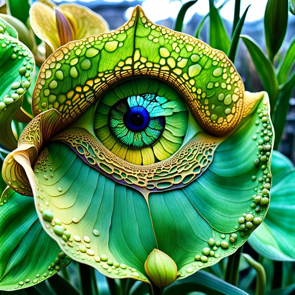 Surreal Eco-House Garden with Nymph Face