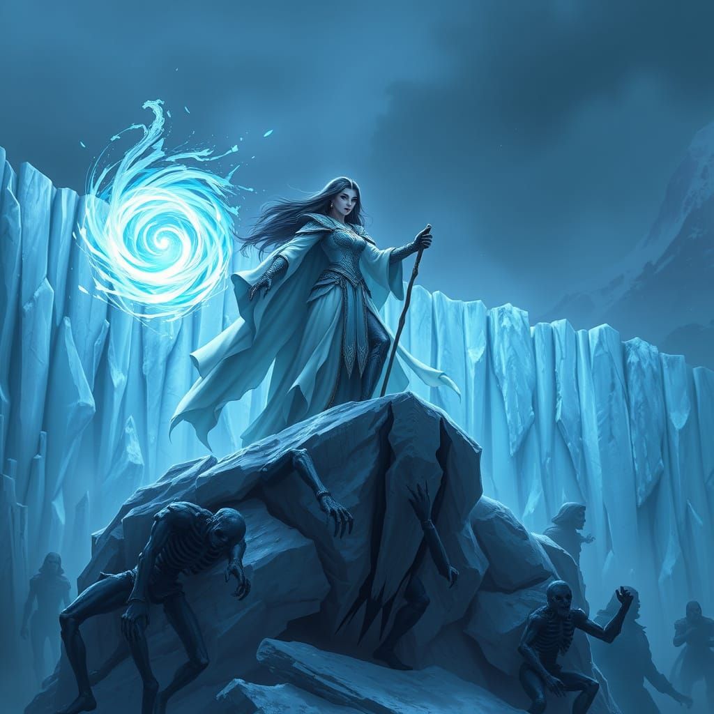 Regal Queen Casts Frosty Spell Against Undead Horde in Ancie...