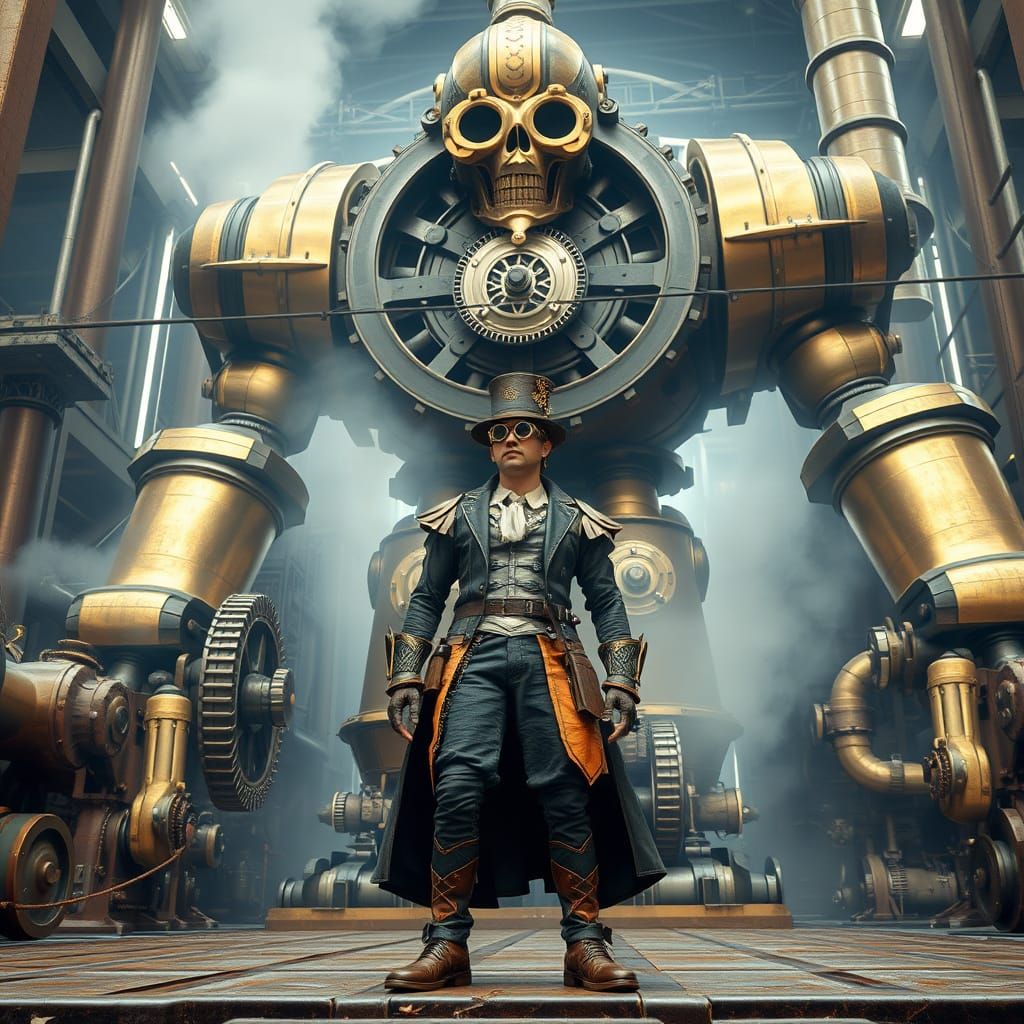 Steampunk Ulisse Faces Industrial Giant Polifemo