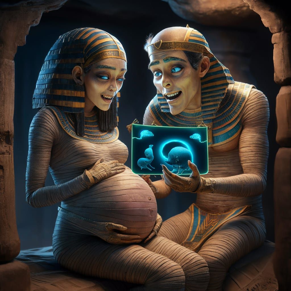 Mummy Couple Expecting Twins in Egyptian Tomb