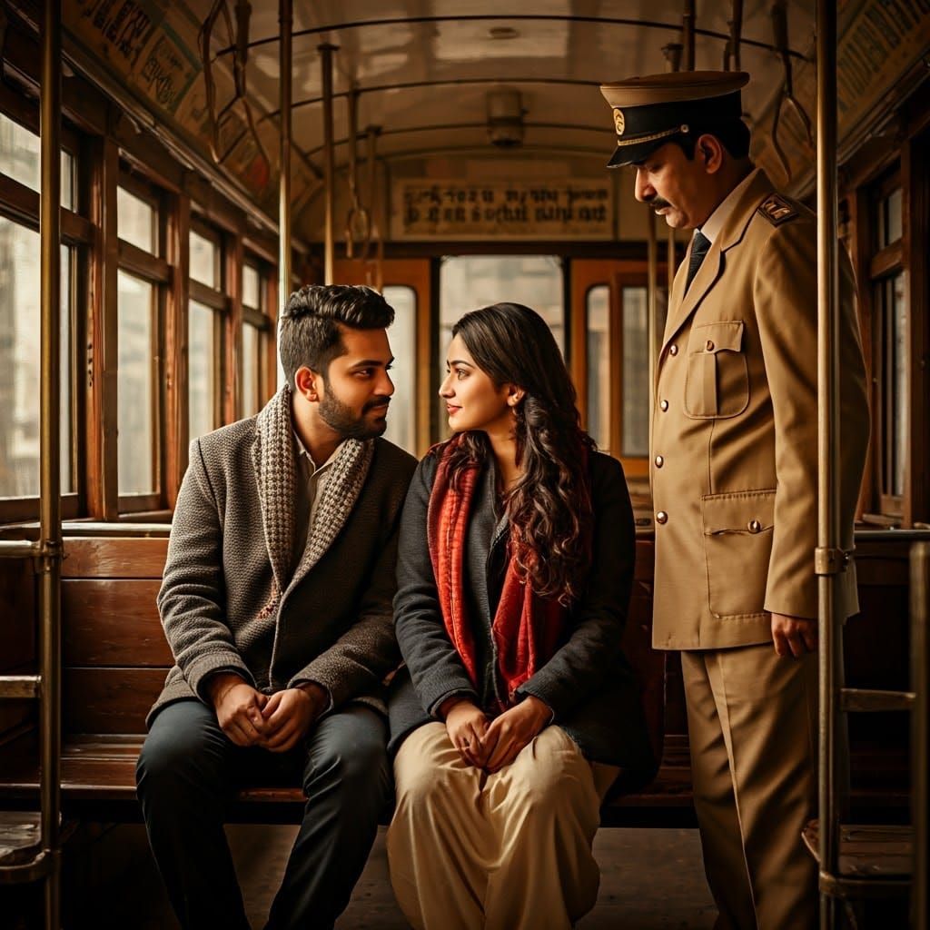 Romantic Encounter on a Calcutta Tram: Cinematic Moment