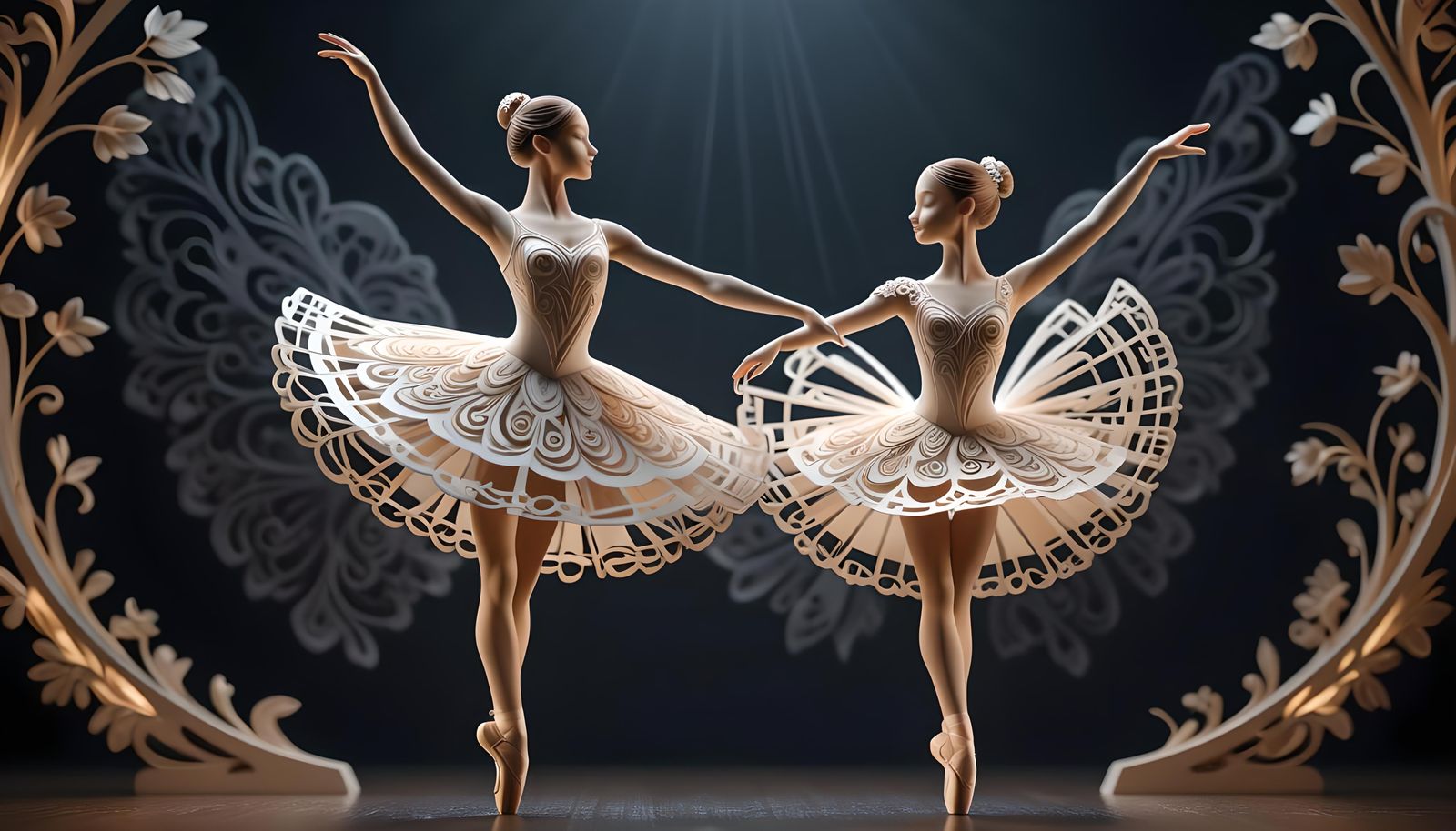 Kirigami Ballerina Dancing Pirouette in 3D