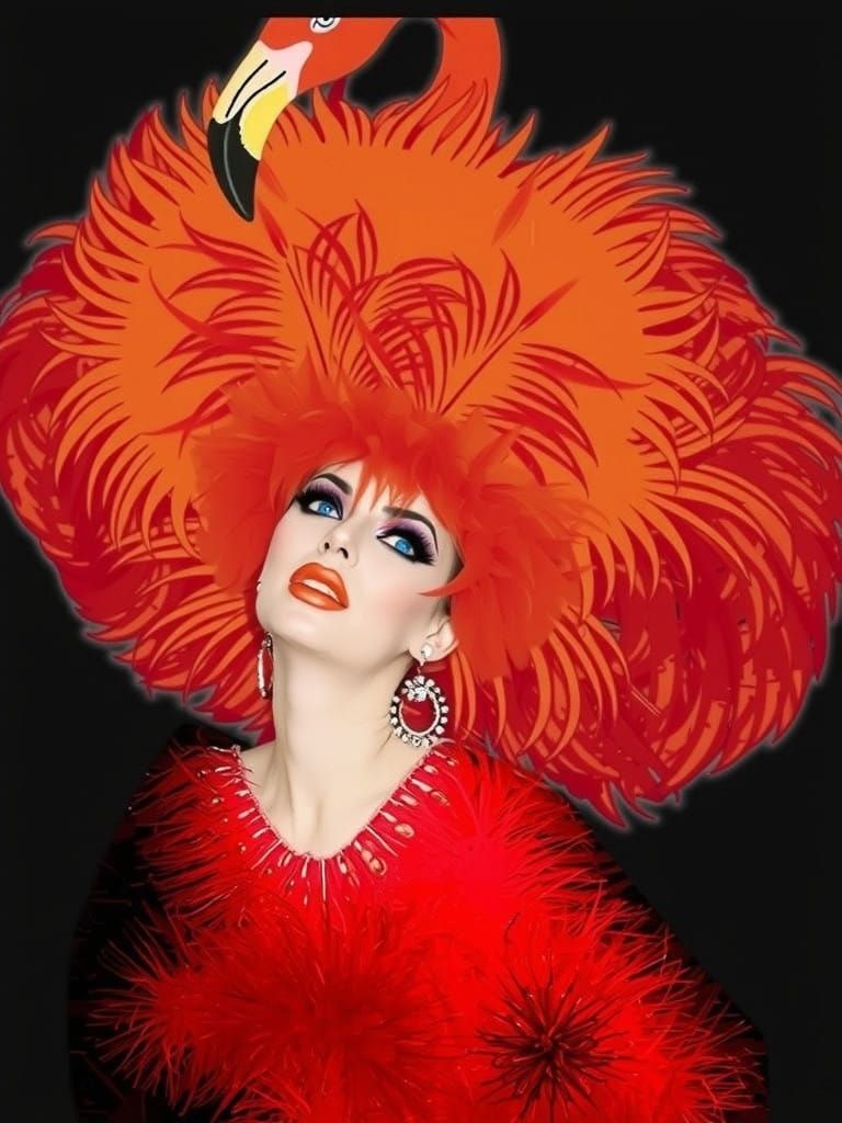 Burlesque Beauty in Flamingo Headdress
