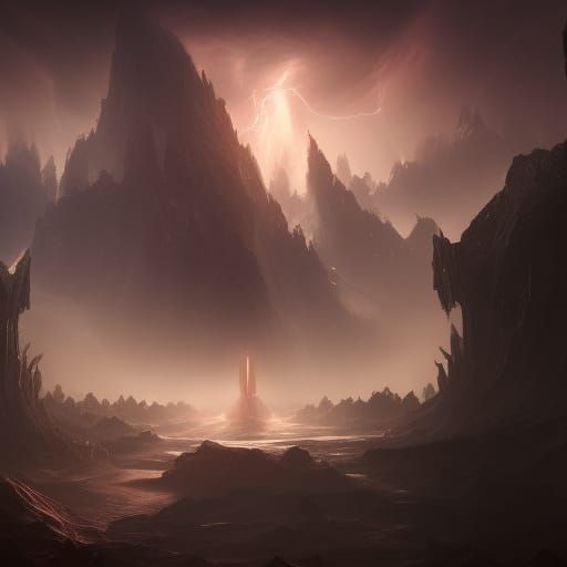 Dark Psychological Concept of God in Matte Painting